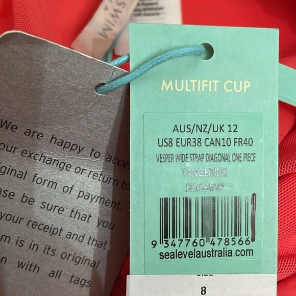 Sea Level One Shoulder One Piece Swimsuit Tangerine Size 8 New Retails 179 - Picture 5 of 5